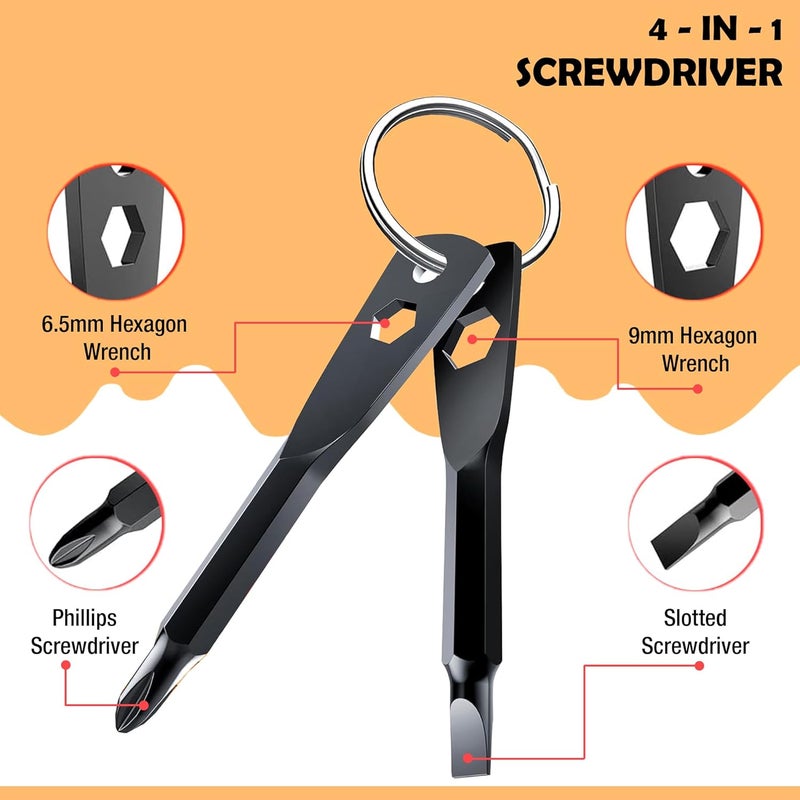 ZFFIO 4-in-1 Keychain Screwdriver Gifts for Men Who Have Everything Stocking Stuffers for Adults Christmas Teens Dad Him Husband Ideas Boyfriend Father Tools Bit with Phillips, Slotted and Hex Wrench - Image 4